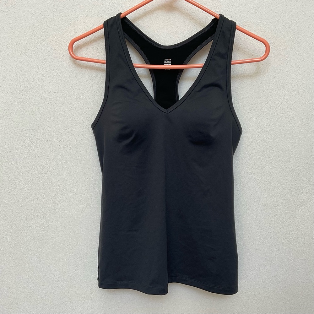 VSX Sport Grey Padded Razorback Workout Tank Size M Gym Exercise Athletic